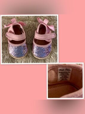 First Steps Baby Pink Crib Shoes ~ Size 3-6 Mo.